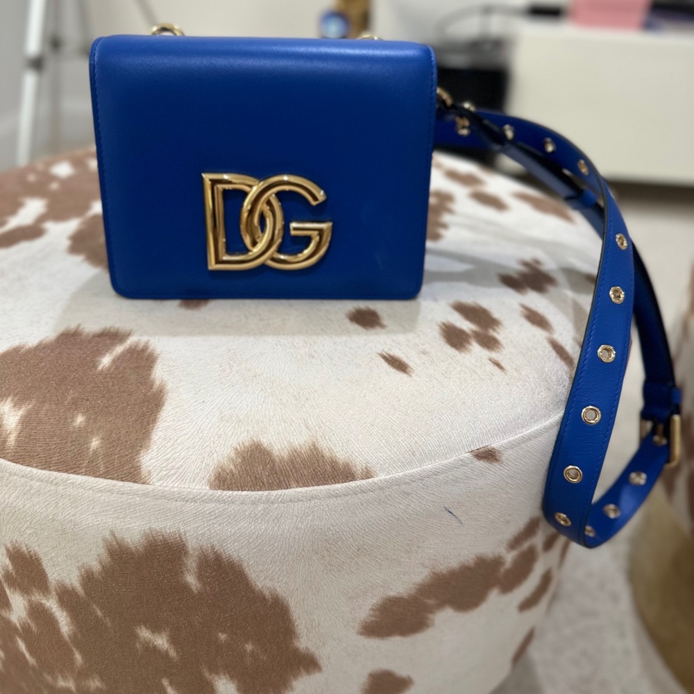 Dolce & Gabbana Blue and Gold Bag with Luxurious Logo, brand new with tags!
